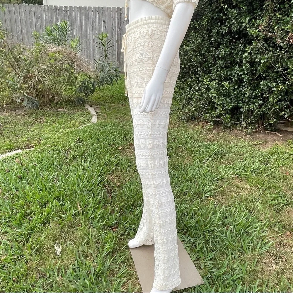 NWT Le Lis Crochet Wide Leg Beach Pool Cover Up Set